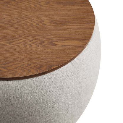 Perla Woven Heathered Fabric Upholstered Storage Ottoman