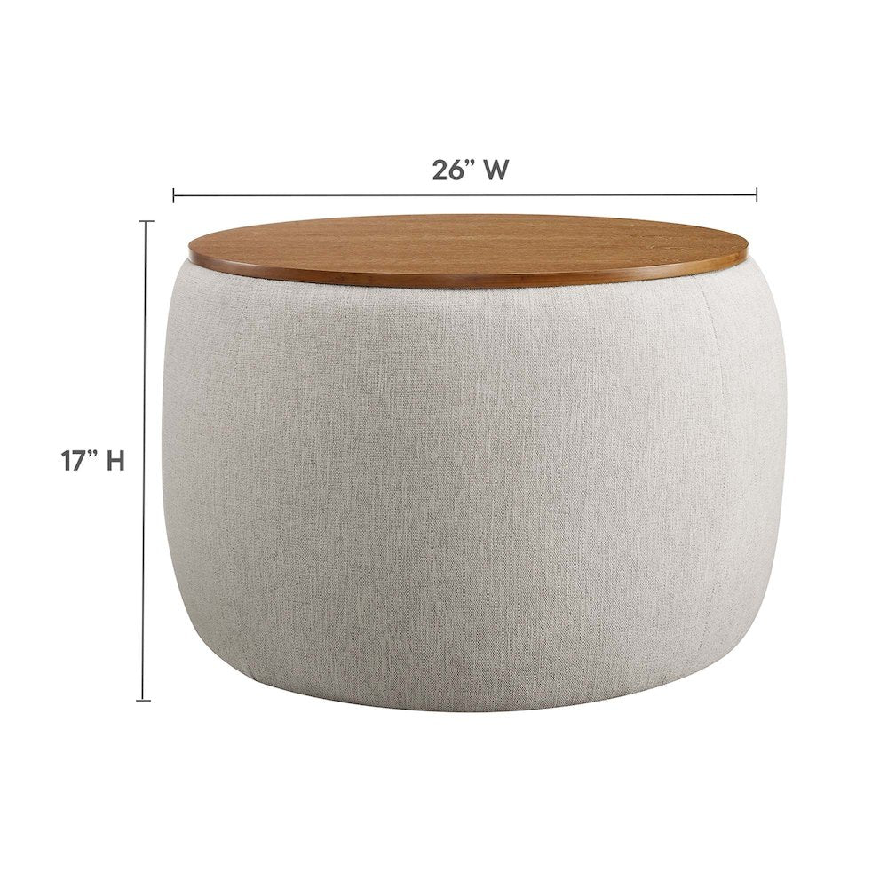 Perla Woven Heathered Fabric Upholstered Storage Ottoman