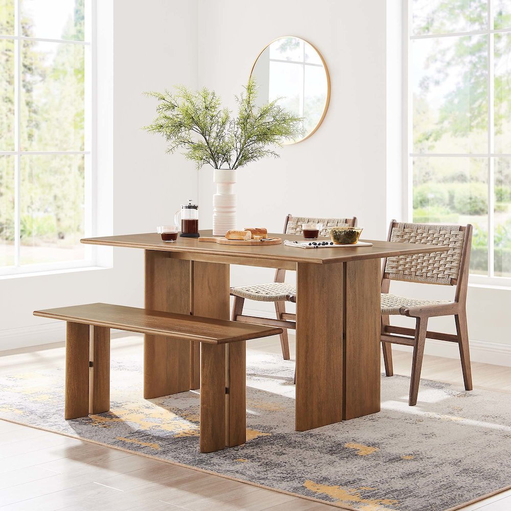 Amistad 60" Wood Dining Table and Bench Set