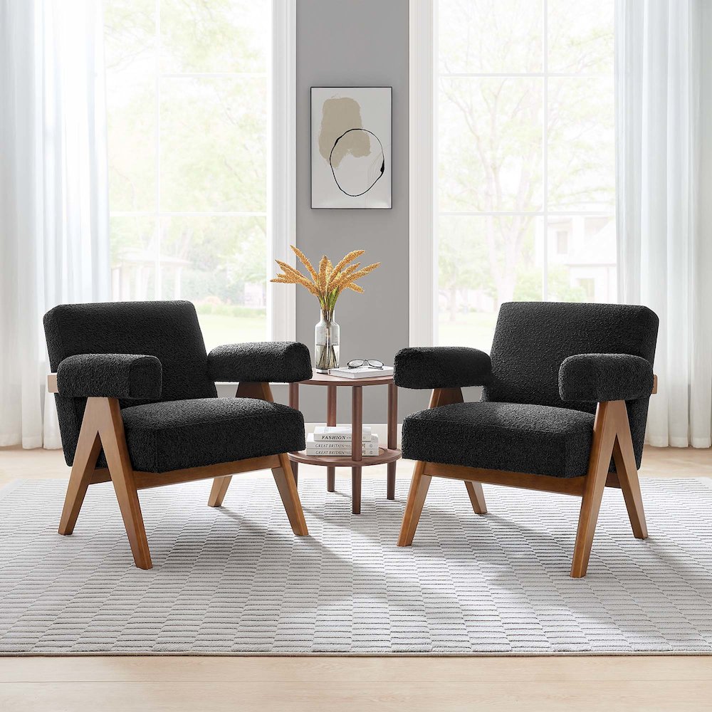Lyra Boucle Fabric Armchair Set of 2