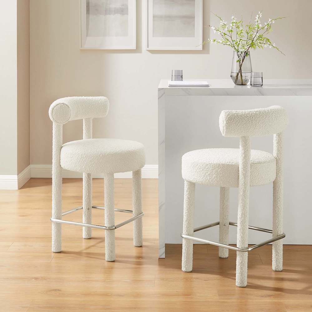 Toulouse Boucle Fabric Counter Stool Set of 2
