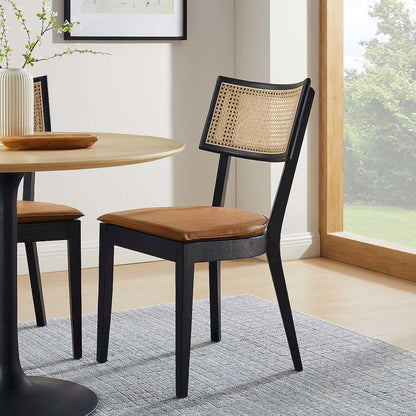Caledonia Vegan Leather Upholstered Wood Dining Chairs Set of 2