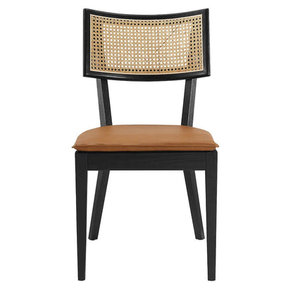 Caledonia Vegan Leather Upholstered Wood Dining Chairs Set of 2