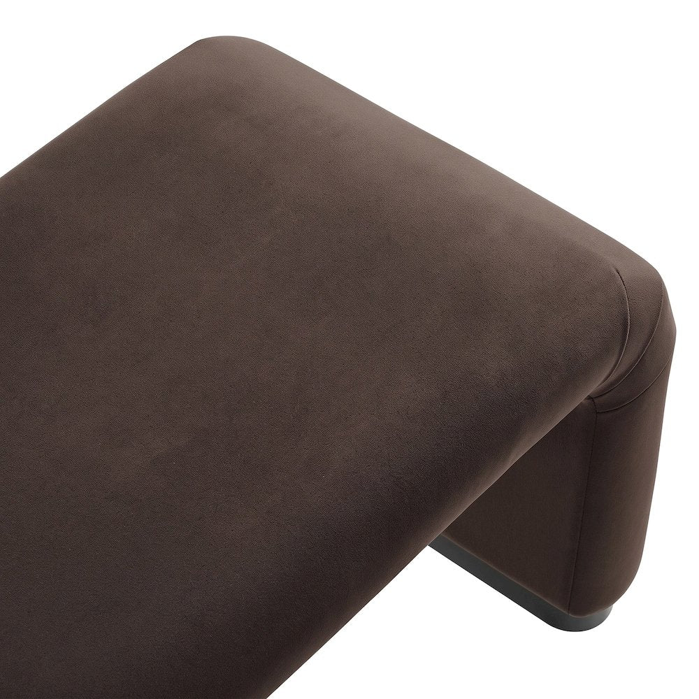FurniFact Performance Velvet Long Bench with Waterfall Cushion, Brown