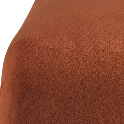 FurniFact Performance Velvet Long Bench with Waterfall Cushion, Rust