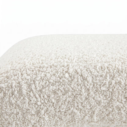 FurniFact Boucle Fabric-Upholstered Waterfall Long Bedroom Bench, Ivory