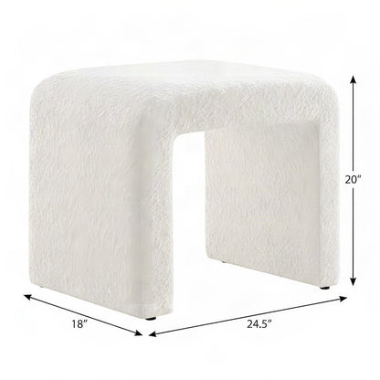 FurniFact Boucle Fabric Waterfall Stool with 4-Inch Cushioned Top, Ivory