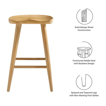 Saville Backless Wood Counter Stools Set of 2