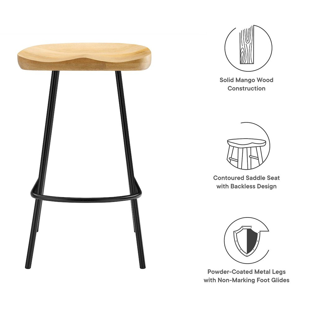 Concord Backless Wood Counter Stools Set of 2