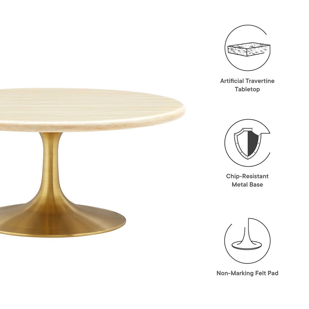 Lippa 36” Round Faux Travertine Coffee Table