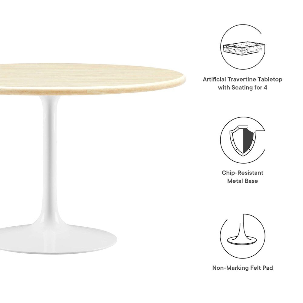 Lippa 48" Round Faux Travertine Dining Table