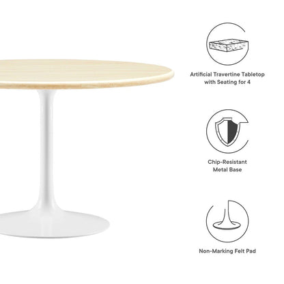 Lippa 48" Round Faux Travertine Dining Table