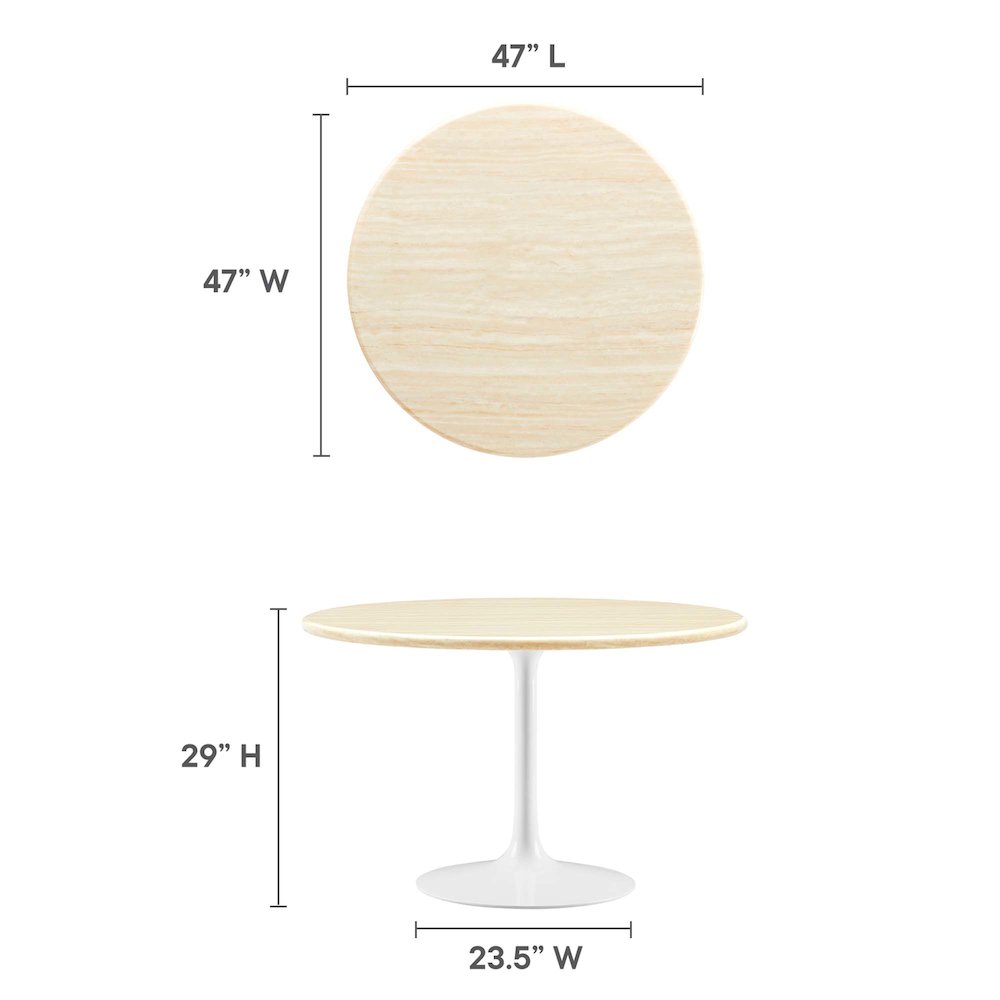 Lippa 48" Round Faux Travertine Dining Table