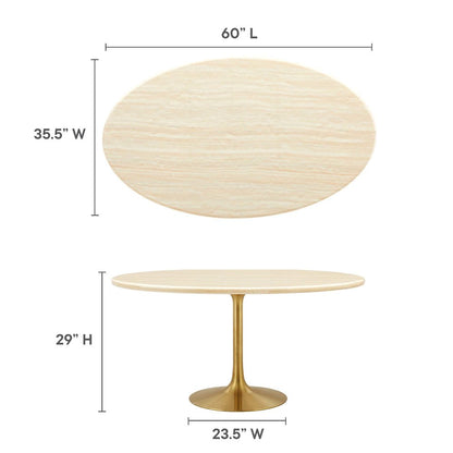 Lippa 60" Oval Faux Travertine Dining Table