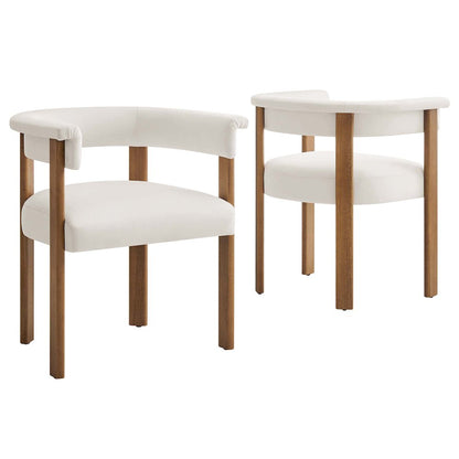 Imogen Performance Velvet Barrel Dining Chairs Set of 2