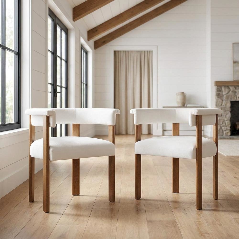 Performance Velvet Barrel Dining Chairs, Alabaster Deep Brown, Set of 2