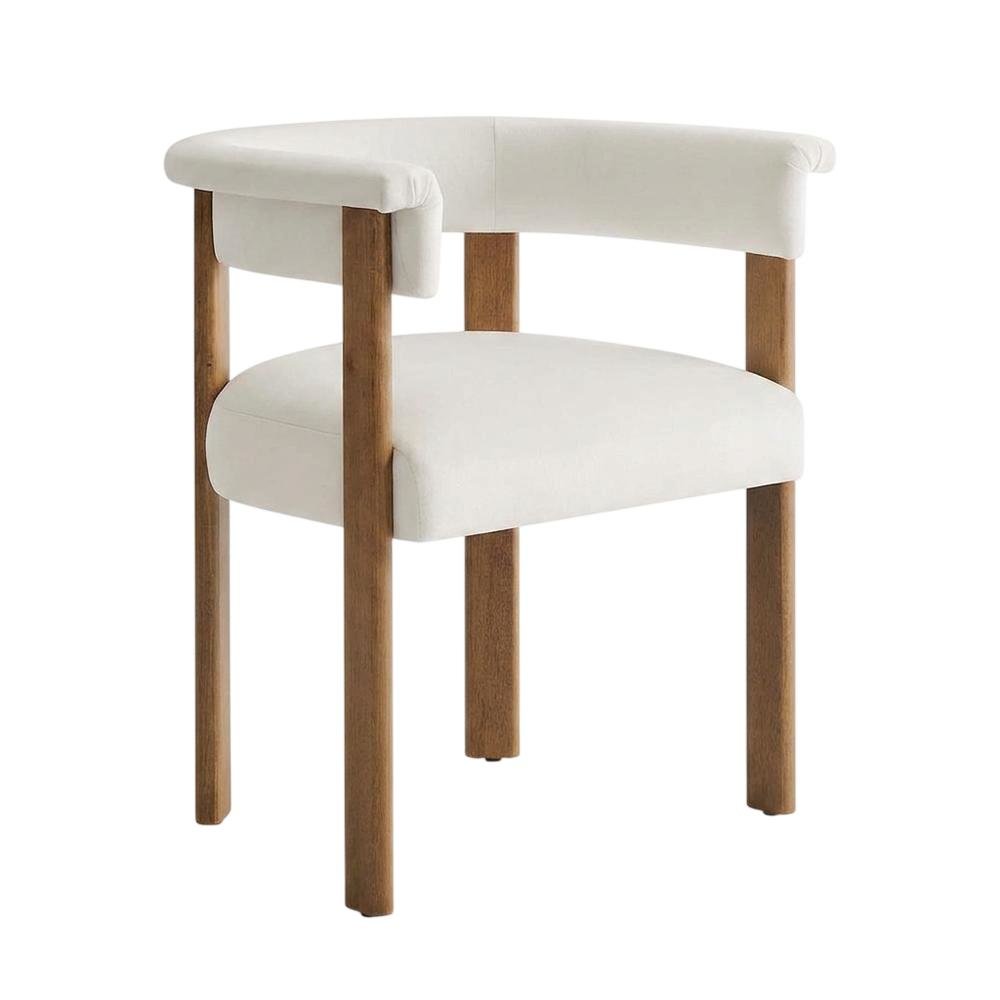 Performance Velvet Barrel Dining Chairs, Alabaster Deep Brown, Set of 2