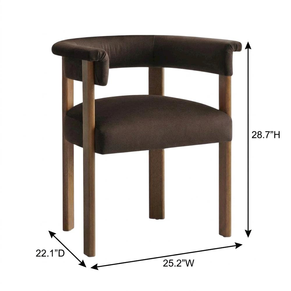 Performance Velvet Barrel Dining Chairs, Chocolate Brown Deep Brown, Set of 2
