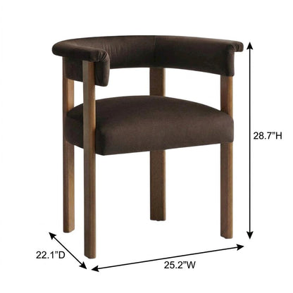 Performance Velvet Barrel Dining Chairs, Chocolate Brown Deep Brown, Set of 2