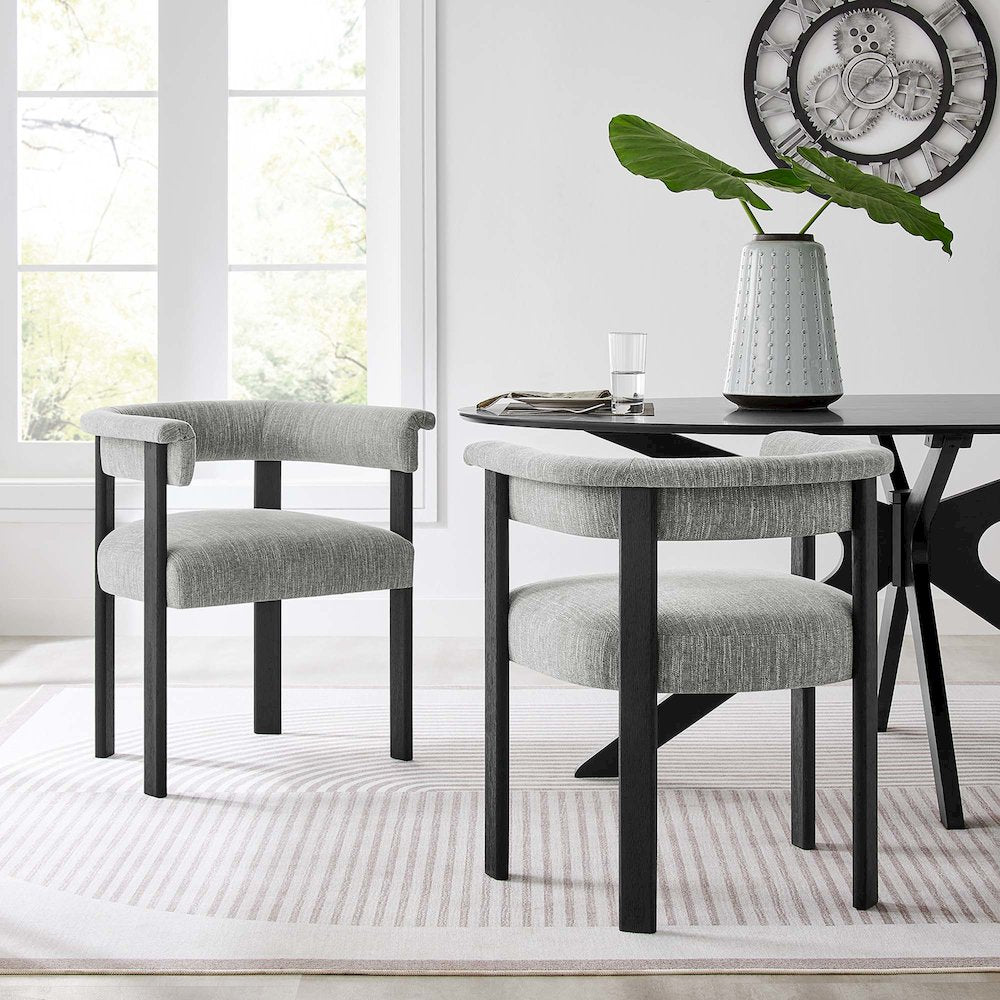 Imogen  Fabric Upholstered Barrel Dining Chairs Set of 2