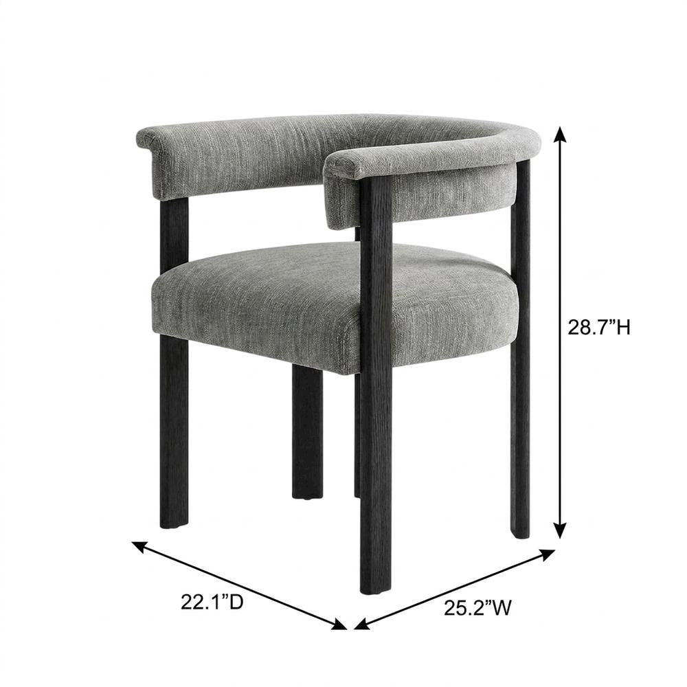 Fabric Upholstered Barrel Dining Chairs, Heathered Weave Gray Black, Set of 2