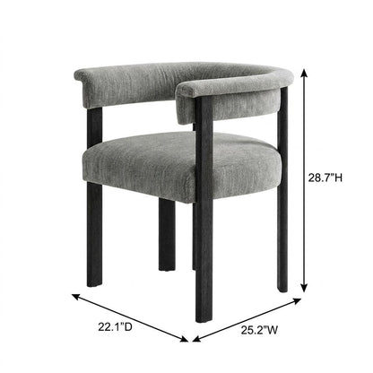 Fabric Upholstered Barrel Dining Chairs, Heathered Weave Gray Black, Set of 2