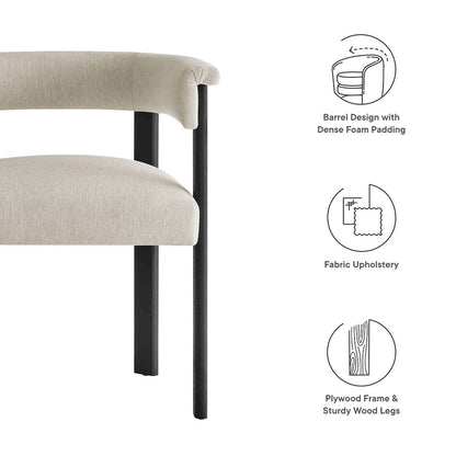Imogen  Fabric Upholstered Barrel Dining Chairs Set of 2