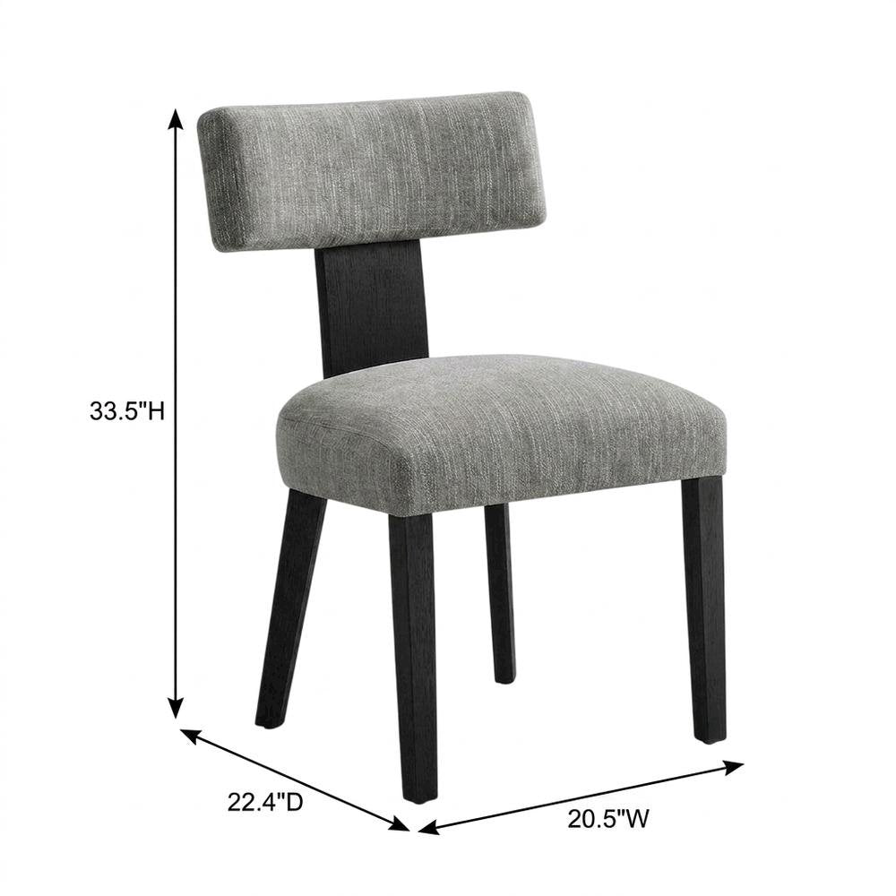 Fabric Upholstered Modern Dining Chair, Heathered Weave Gray Black, Set of 2