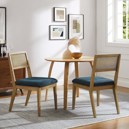 Nimba Faux Rattan Fabric Dining Chairs Set of 2