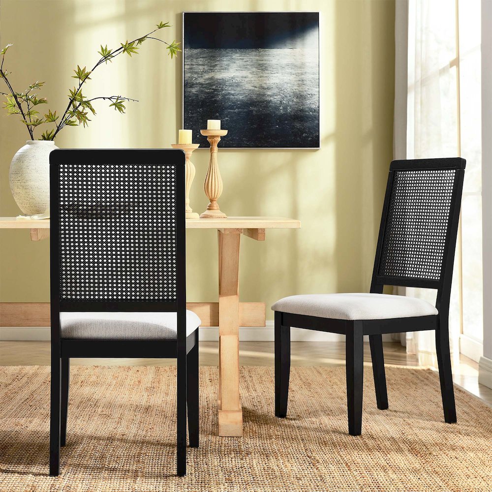 Arlo Faux Rattan and Wood Dining Side Chairs Set of 2