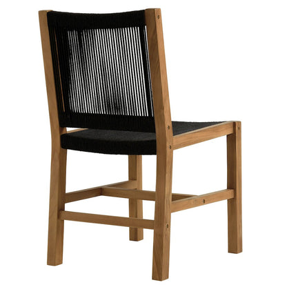 Vienna Outdoor Patio Teak and Rope Armless Dining Chairs Set of 2
