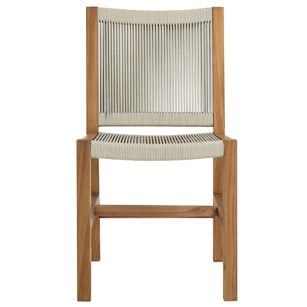 Vienna Outdoor Patio Teak and Rope Armless Dining Chairs Set of 2