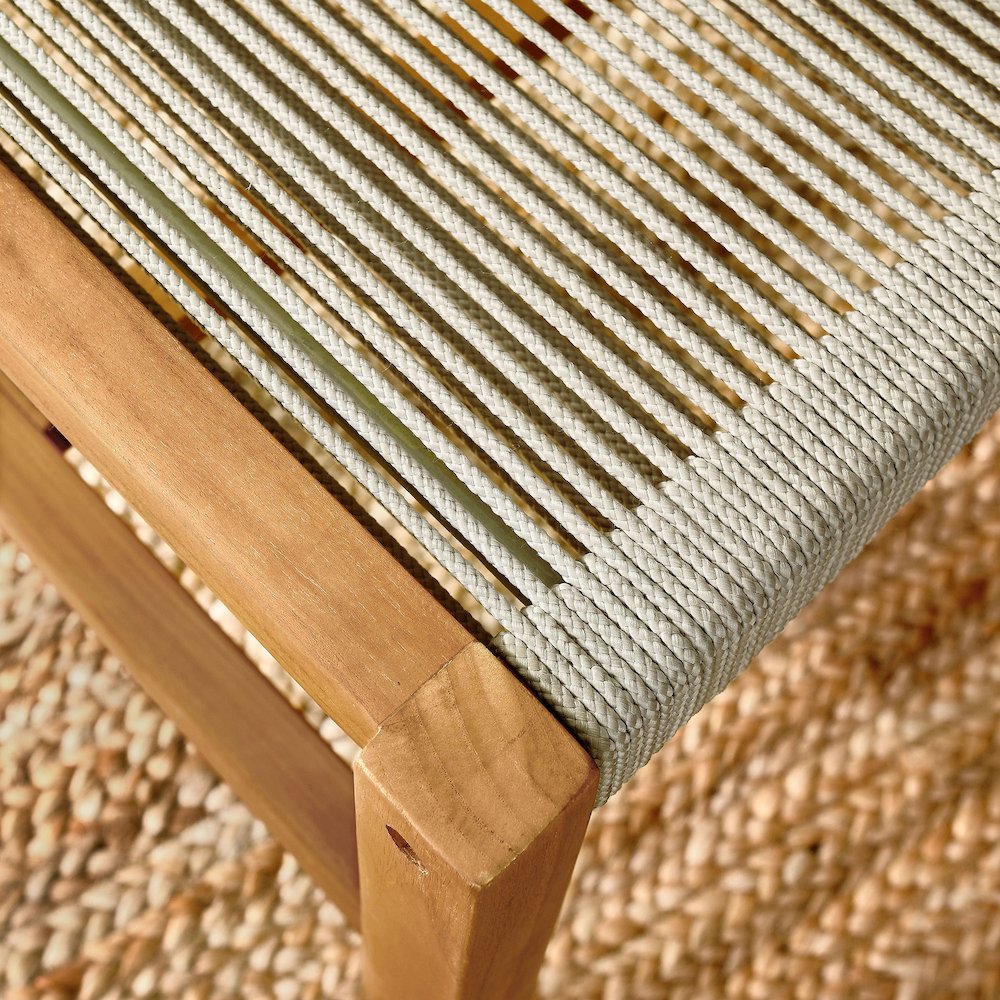 Vienna Outdoor Patio Teak and Rope Armless Dining Chairs Set of 2