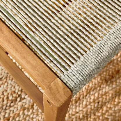 Vienna Outdoor Patio Teak and Rope Armless Dining Chairs Set of 2