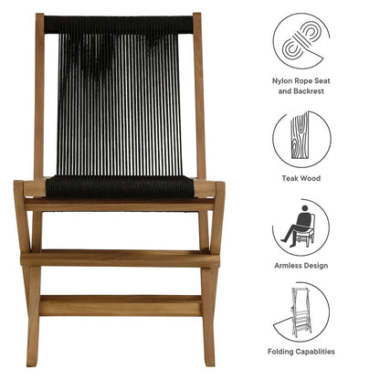 Vienna Outdoor Patio Teak and Rope Folding Chairs Set of 4