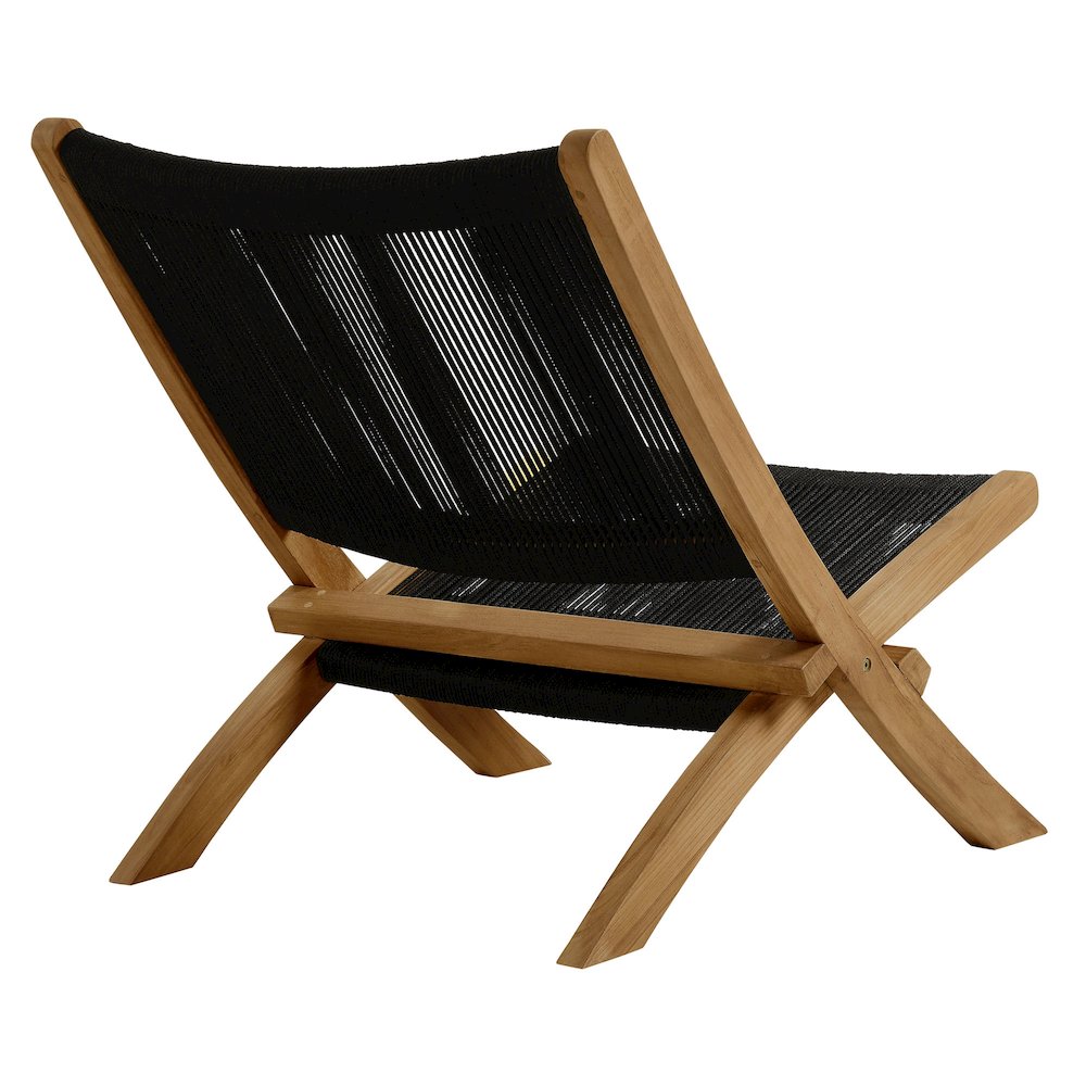 Vienna Outdoor Patio Teak and Rope Folding Accent Lounge Chair