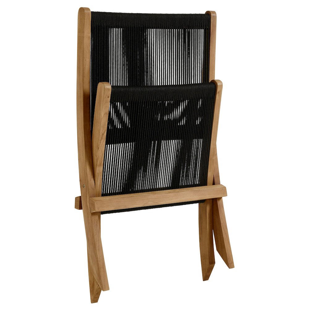 Vienna Outdoor Patio Teak and Rope Folding Accent Lounge Chair
