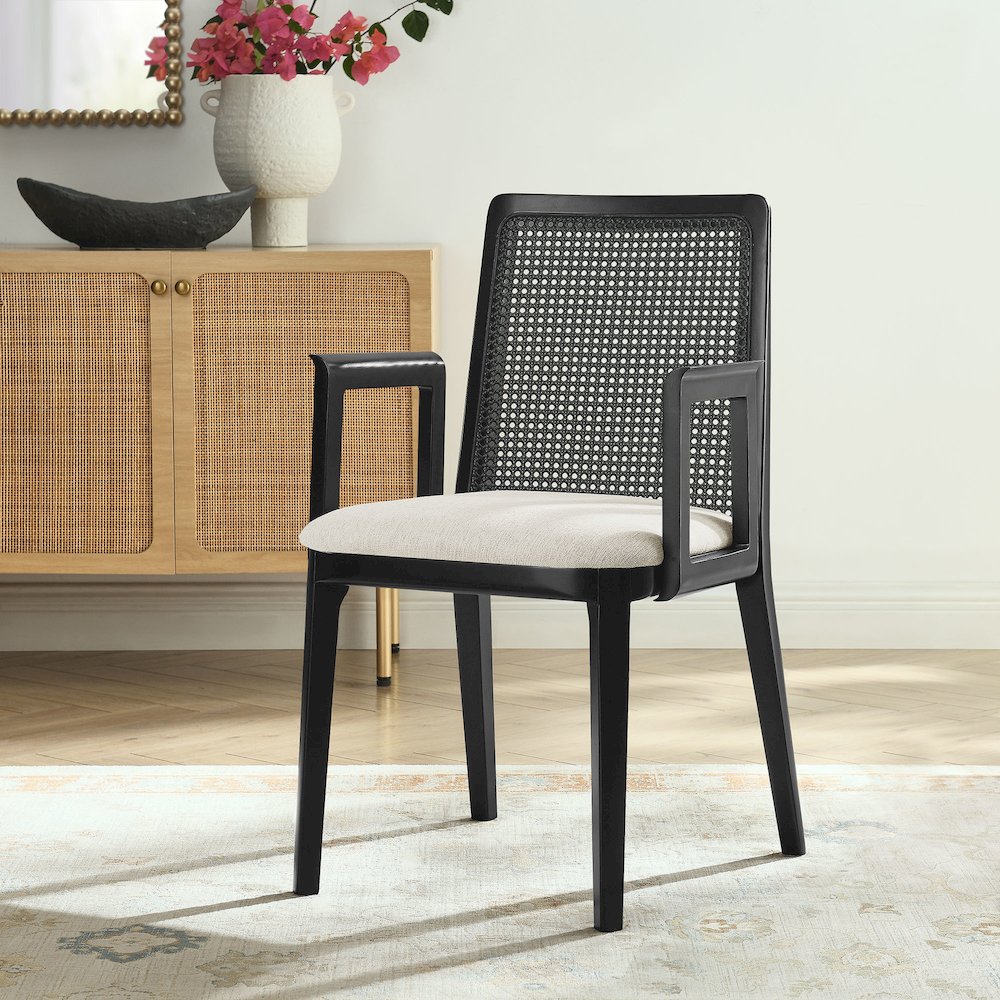 Monarch Wood and Rattan Dining Armchair