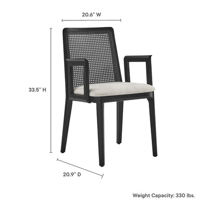 Monarch Wood and Rattan Dining Armchair