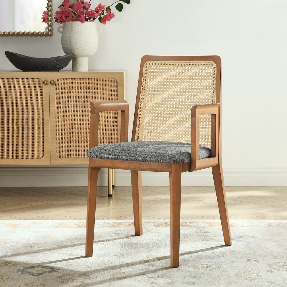 Monarch Wood and Rattan Dining Armchair