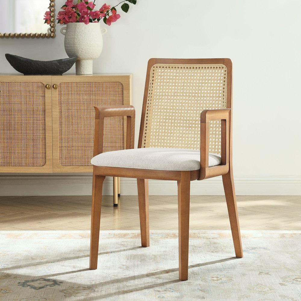Monarch Wood and Rattan Dining Armchair