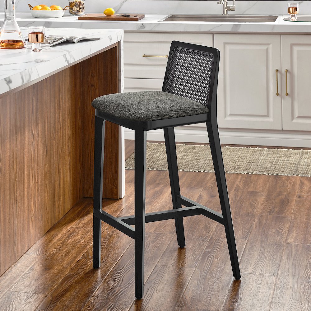 Monarch Wood and Rattan Bar Stool