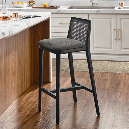 Monarch Wood and Rattan Bar Stool