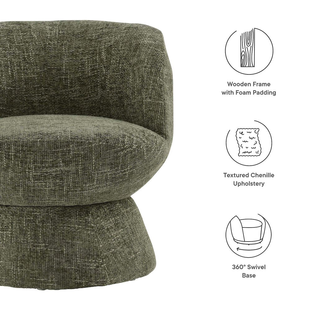 Vesta Chenille Fabric Upholstered Swivel Chair