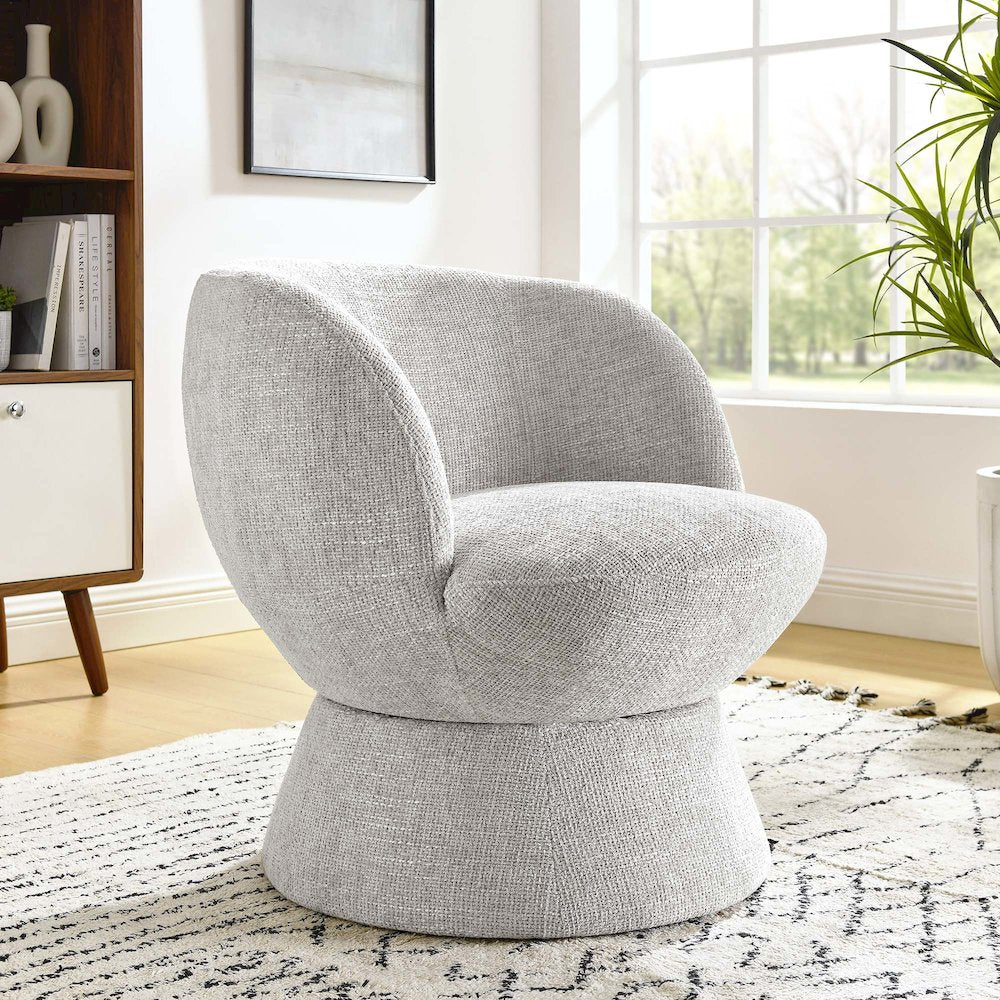 Vesta Chenille Fabric Upholstered Swivel Chair