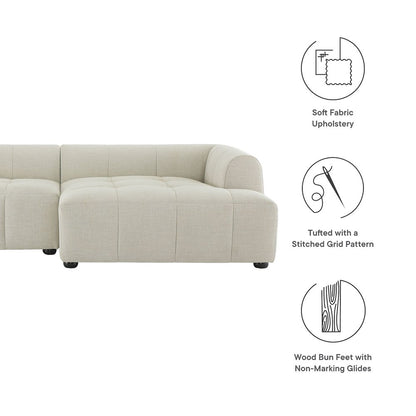 Liana Right-Facing Upholstered Fabric Modular Sofa with Chaise