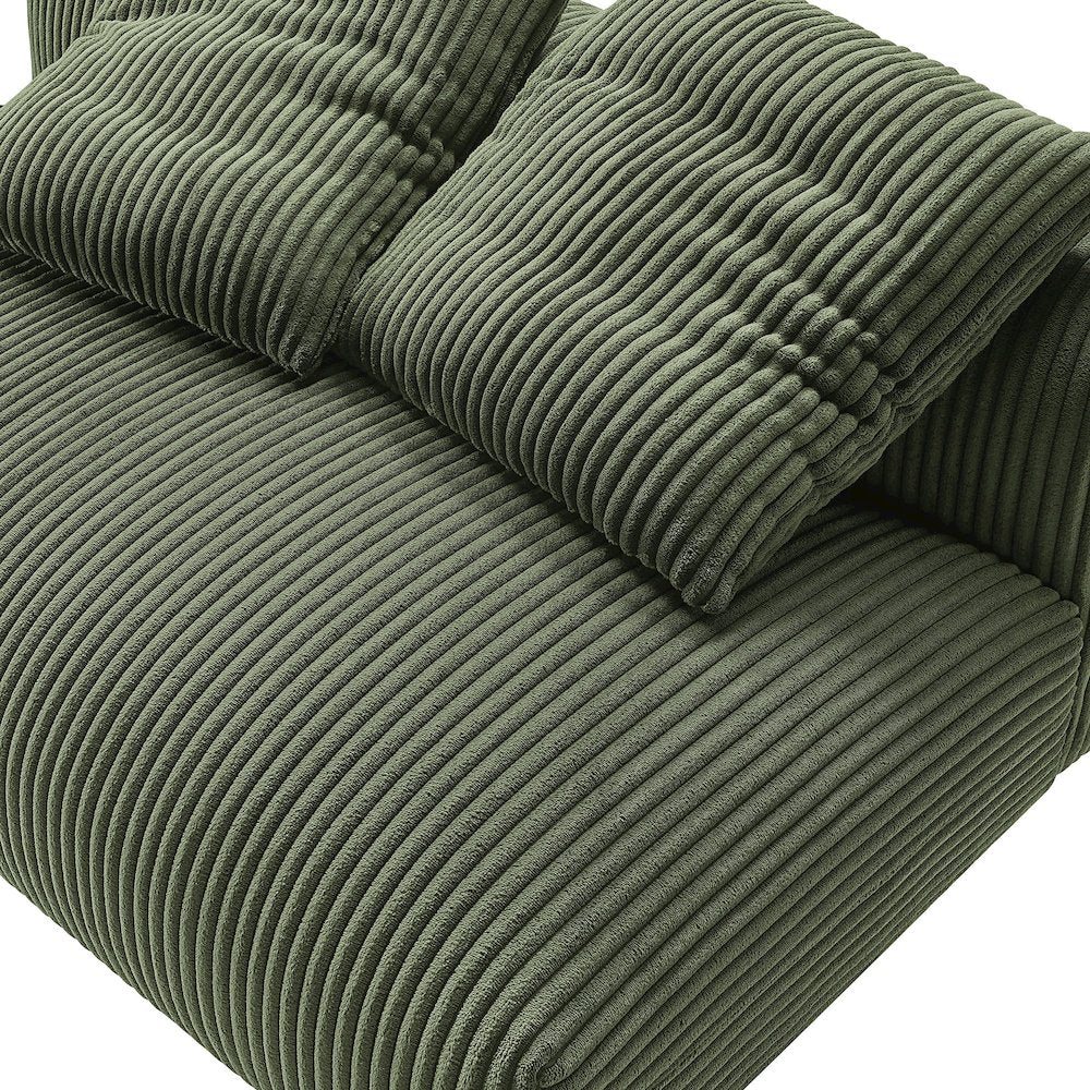 Solace Modular Corduroy Upholstered Armless Loveseat