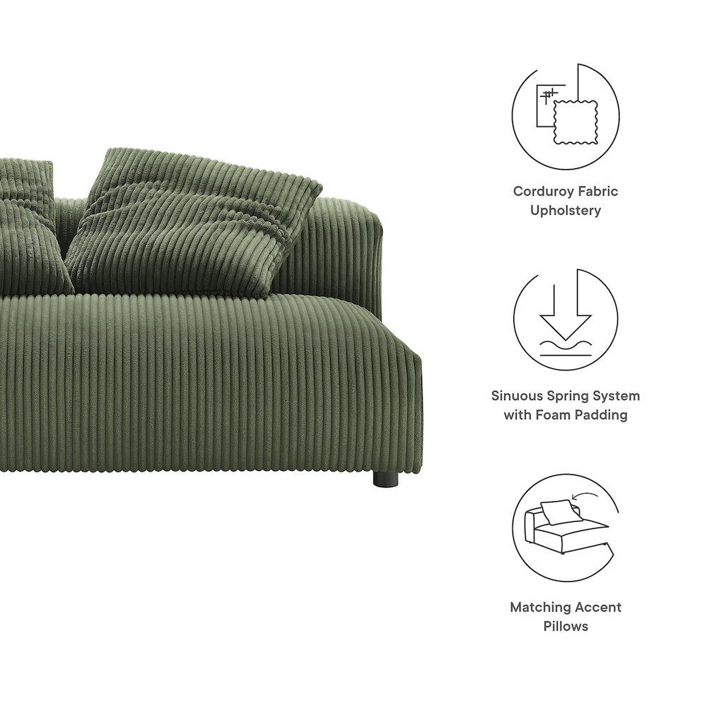 Solace Modular Corduroy Upholstered Armless Loveseat