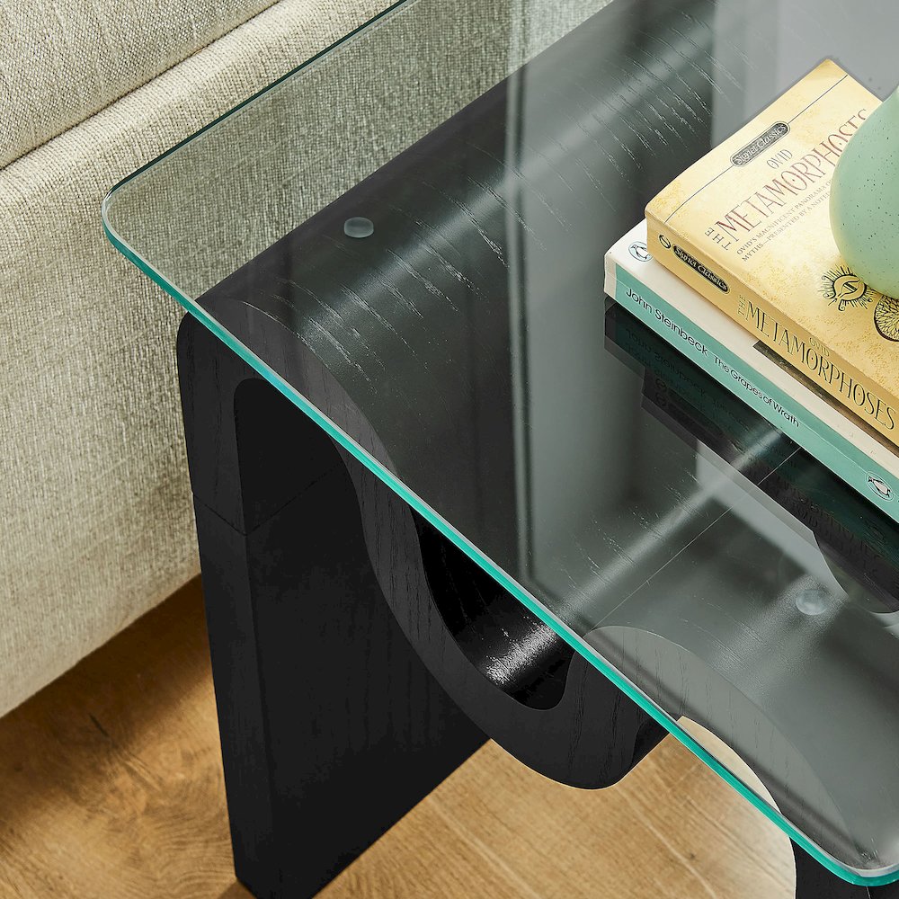 Ondine Glass Top Side Table