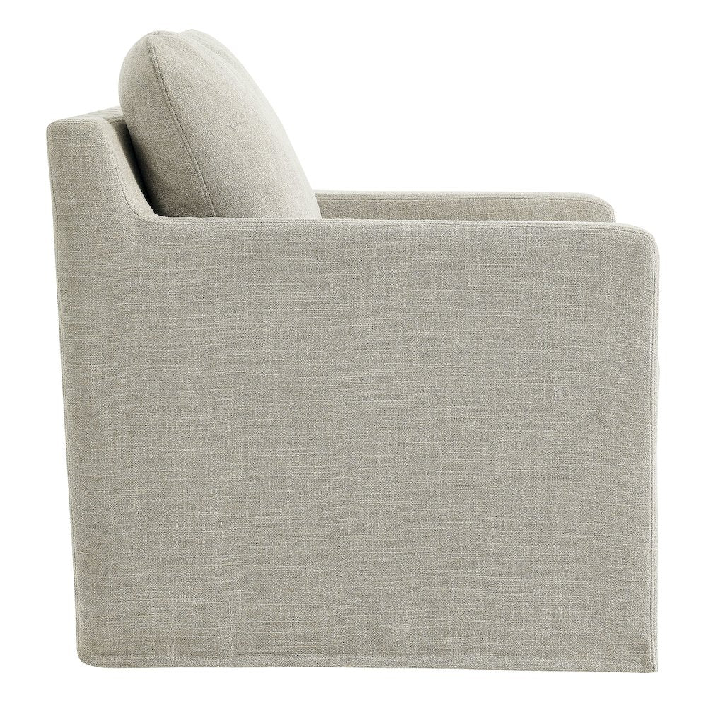 Serene Fabric Slipcovered Swivel Armchair